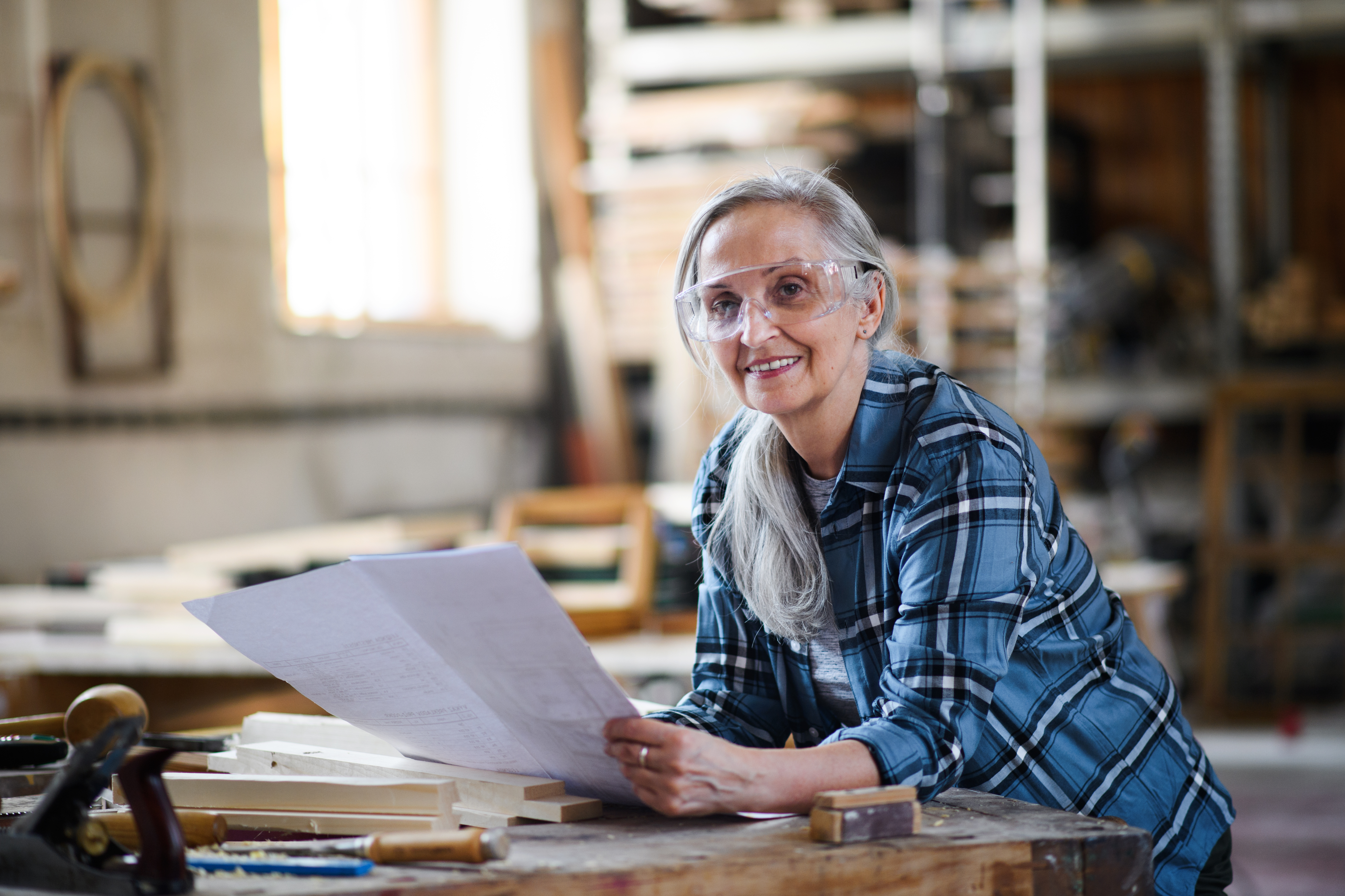 Carpenter planning her work